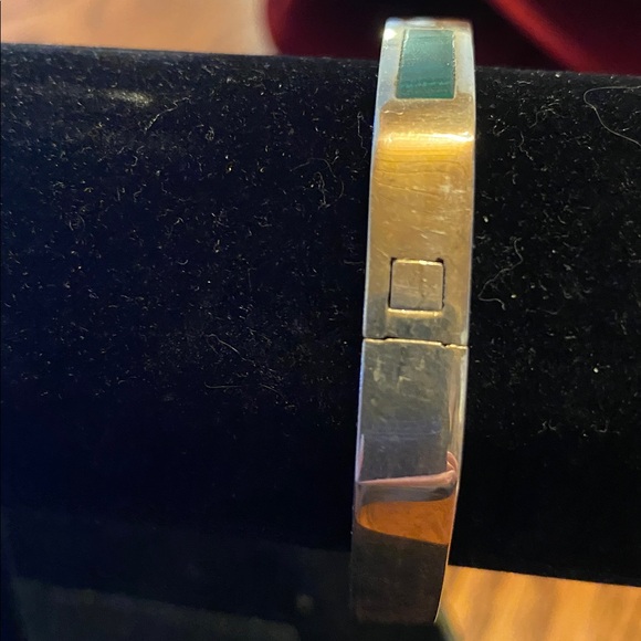 Sterling and Malachite Mexican Braceket - Picture 6 of 7